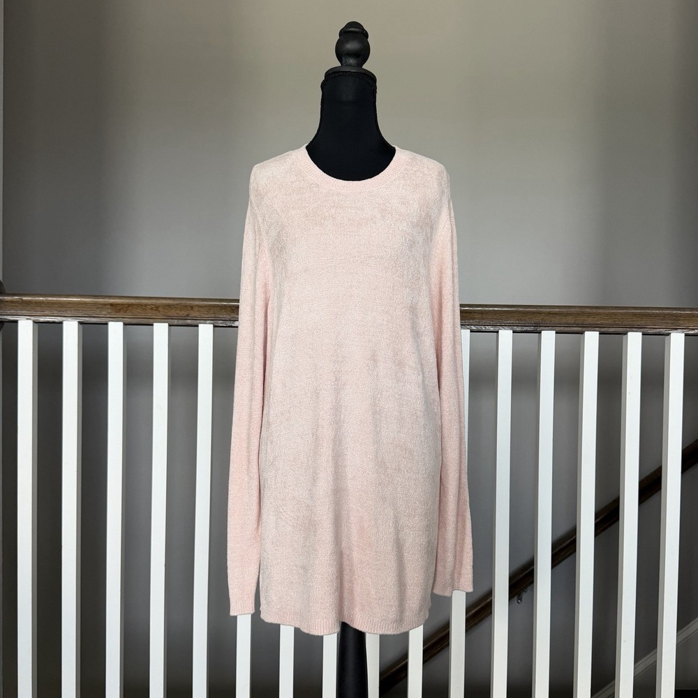 J Jill NWT Long Sleeve Chenille Sweater Sz XL Tall Pink Cozy Minimalist Coastal